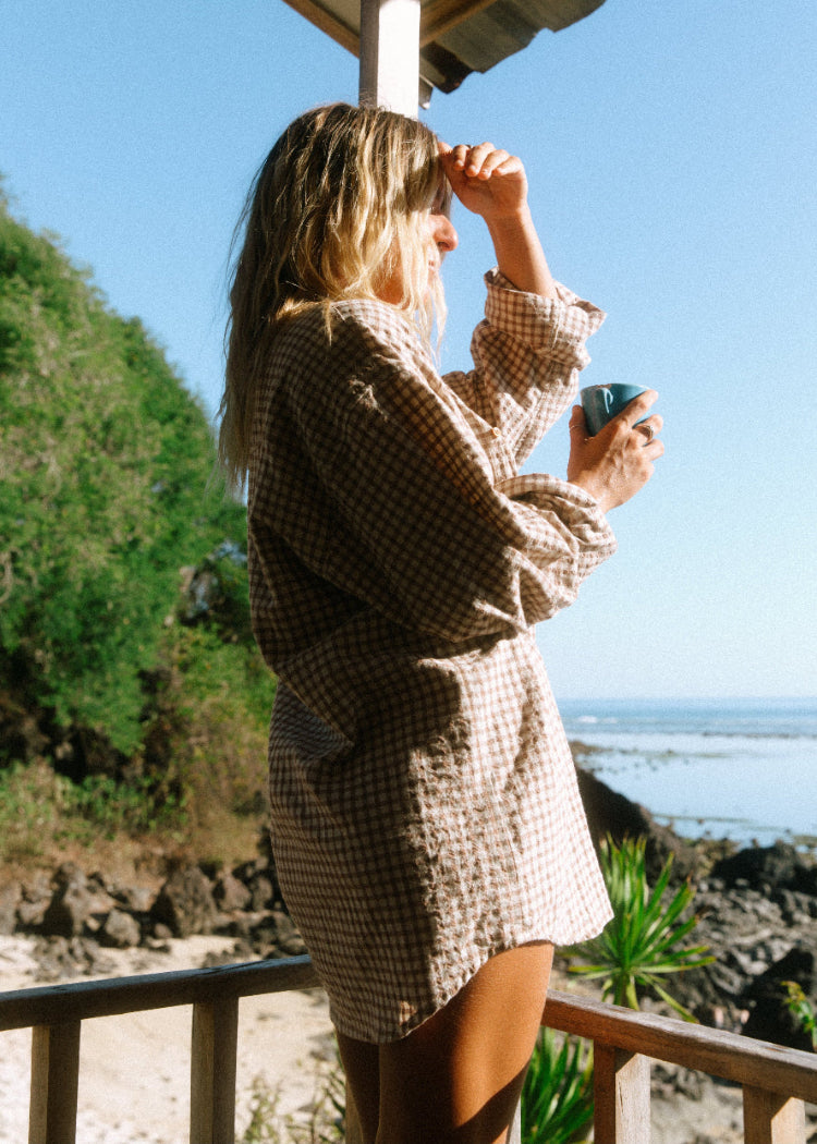 Vintage Checked Shirt | Sand Brown