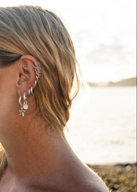 HAWAIIAN FLOWER HOOPS | STERLING SILVER image 3