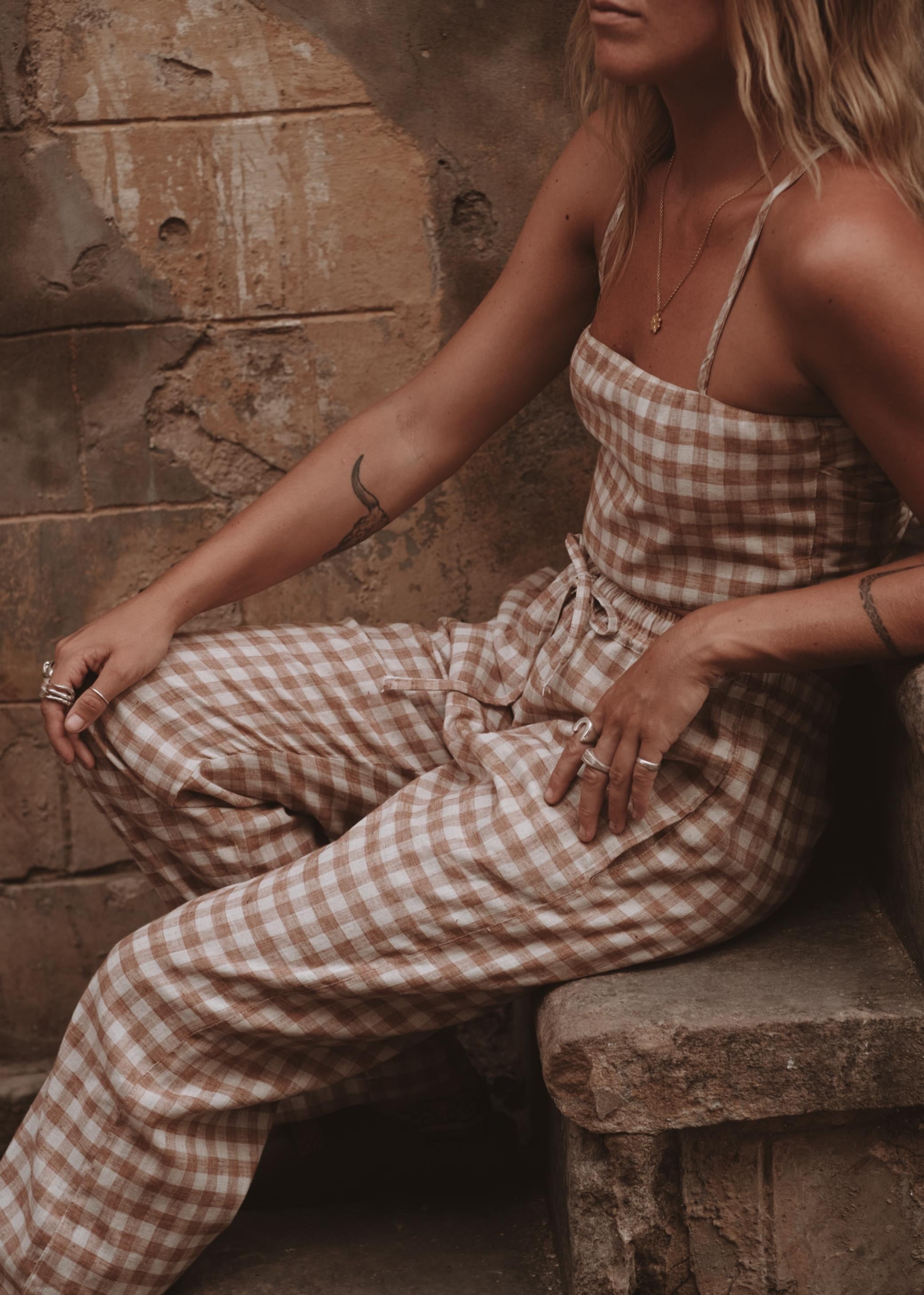 GINGHAM CHECKED PANTS | FEMALE image 5