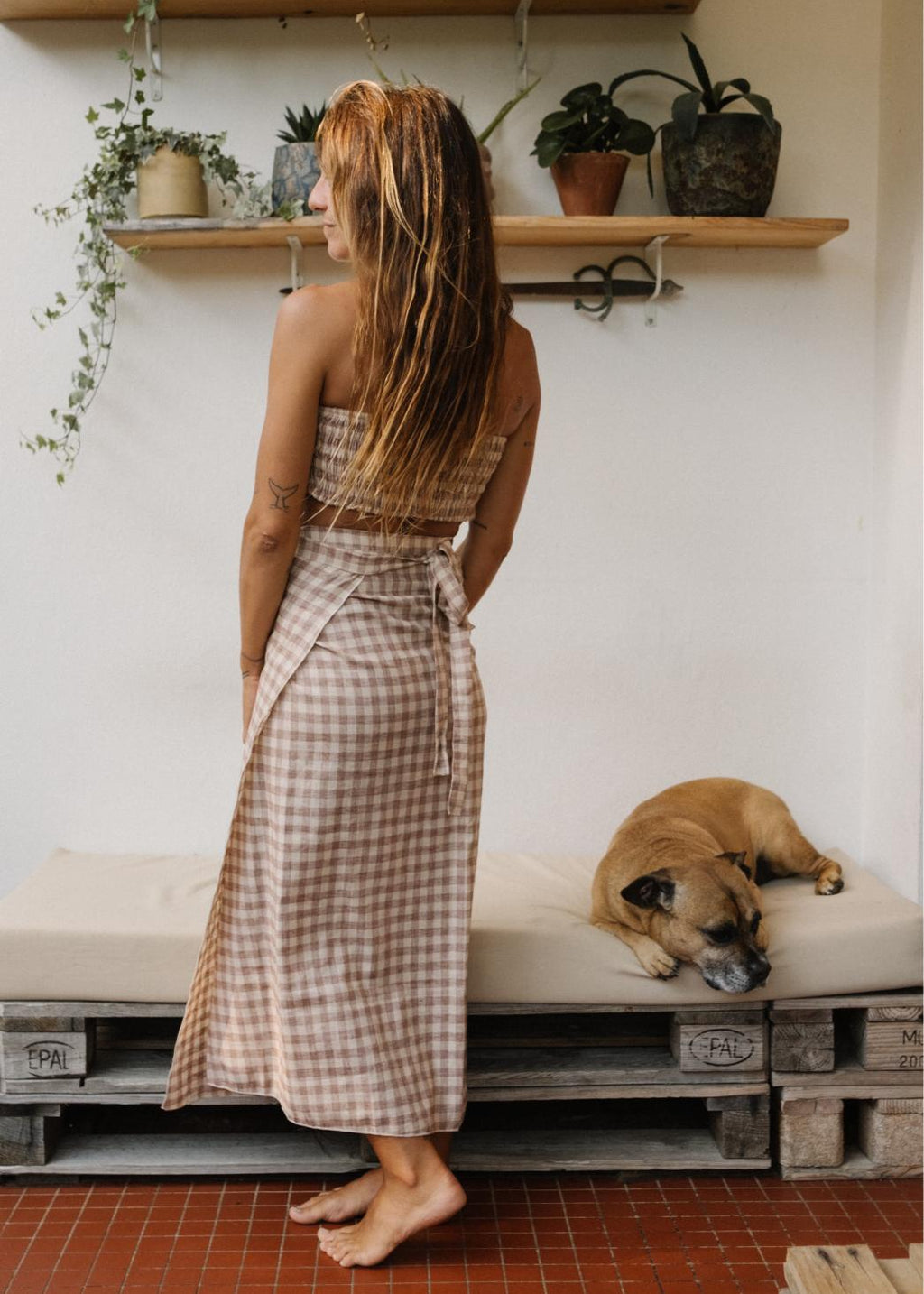 GINGHAM CHECK WRAP SKIRT image 4