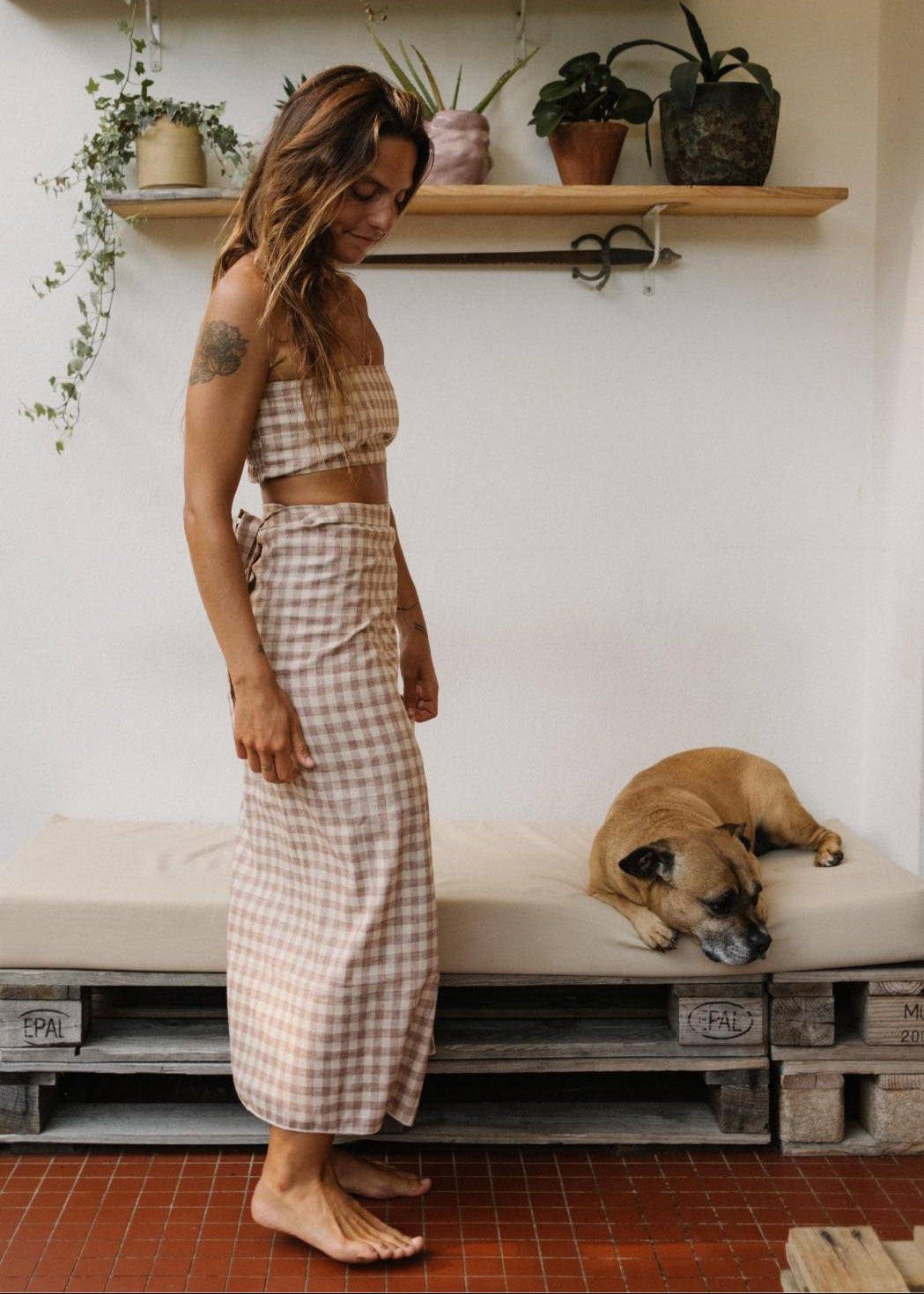 GINGHAM CHECK WRAP SKIRT image 2