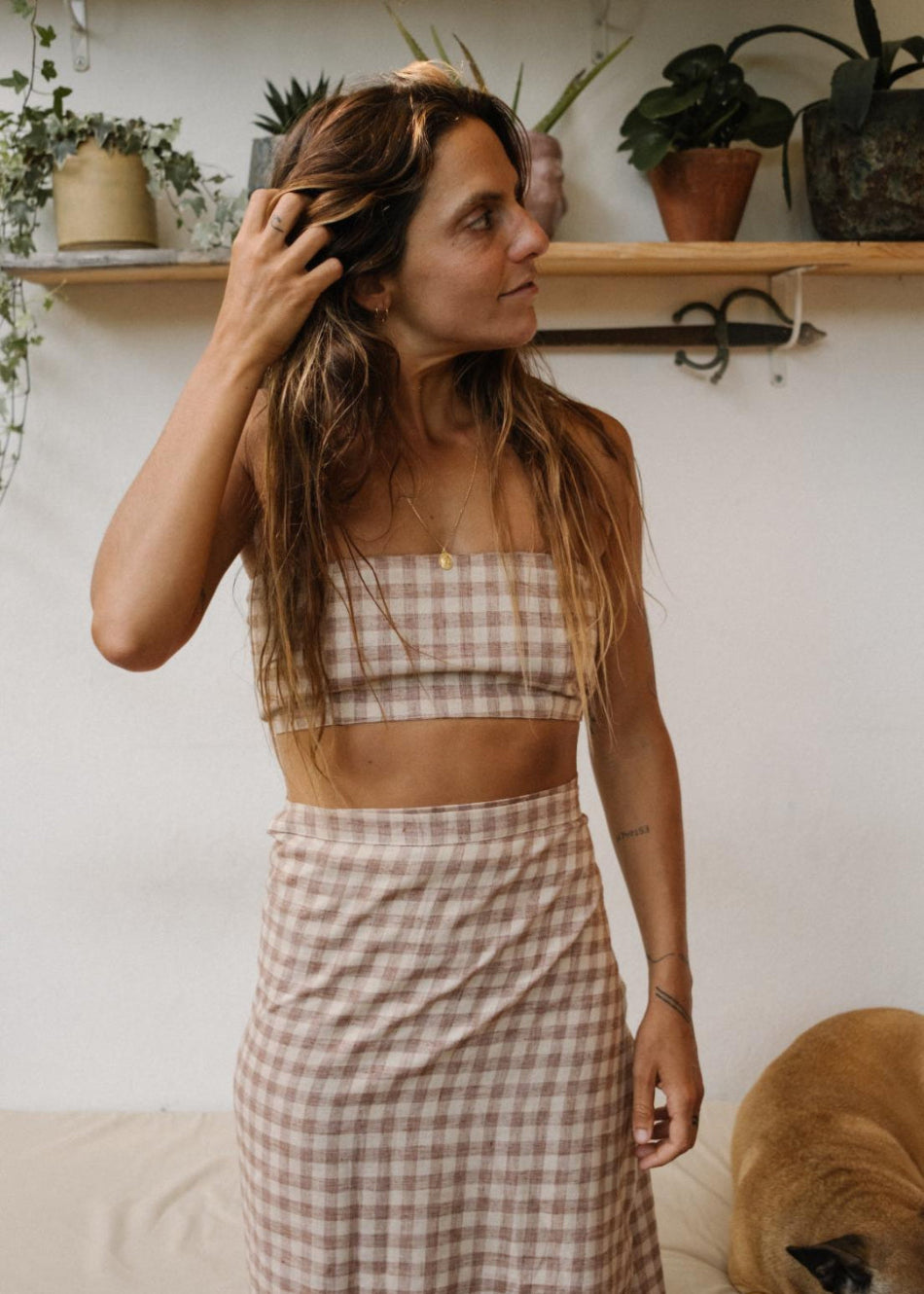 GINGHAM CHECK WRAP SKIRT image 7