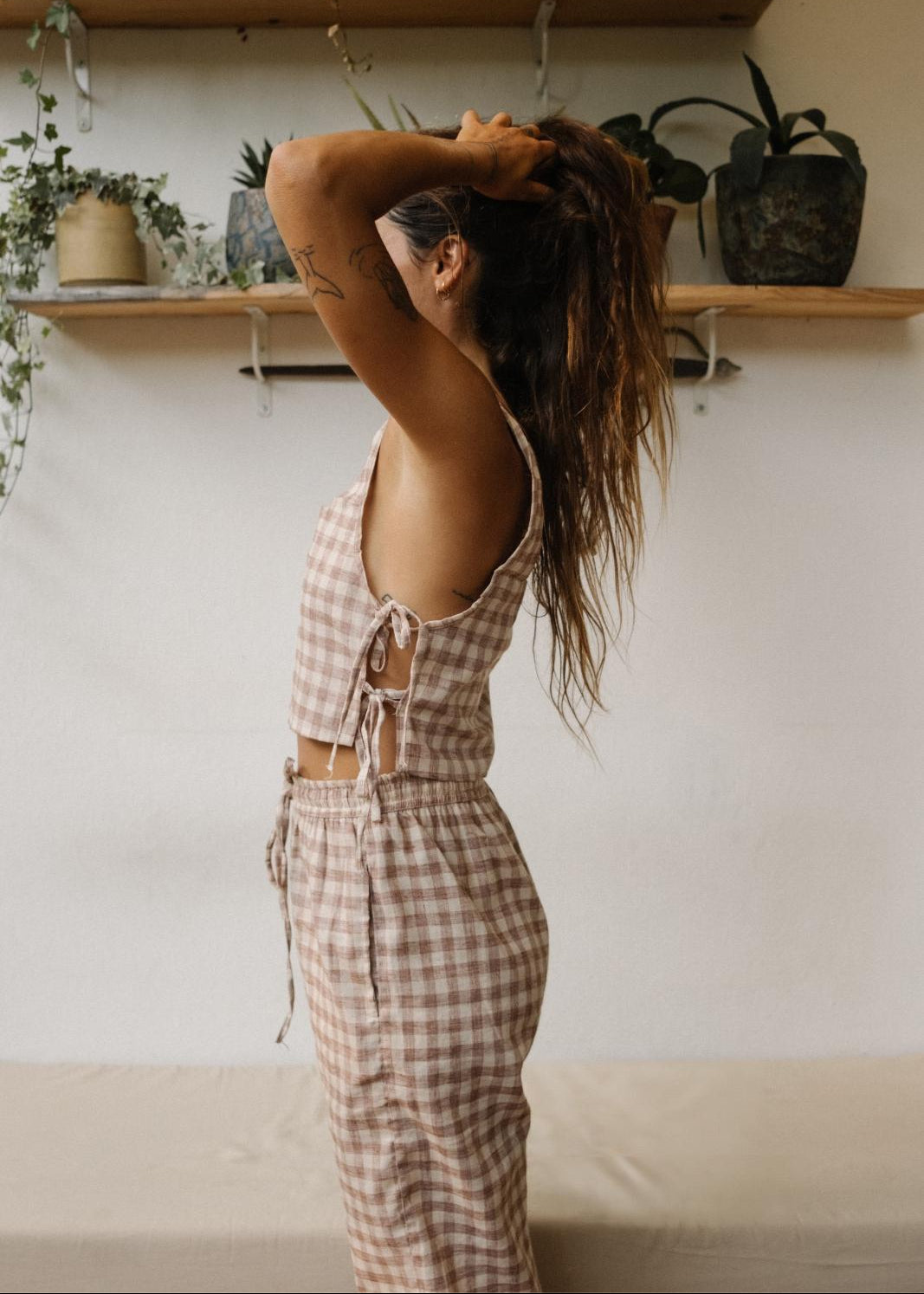 GINGHAM CHECKED PANTS | FEMALE image 6