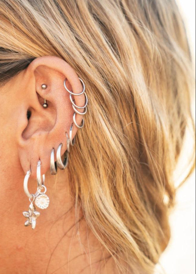 HAWAIIAN FLOWER HOOPS | STERLING SILVER image 8