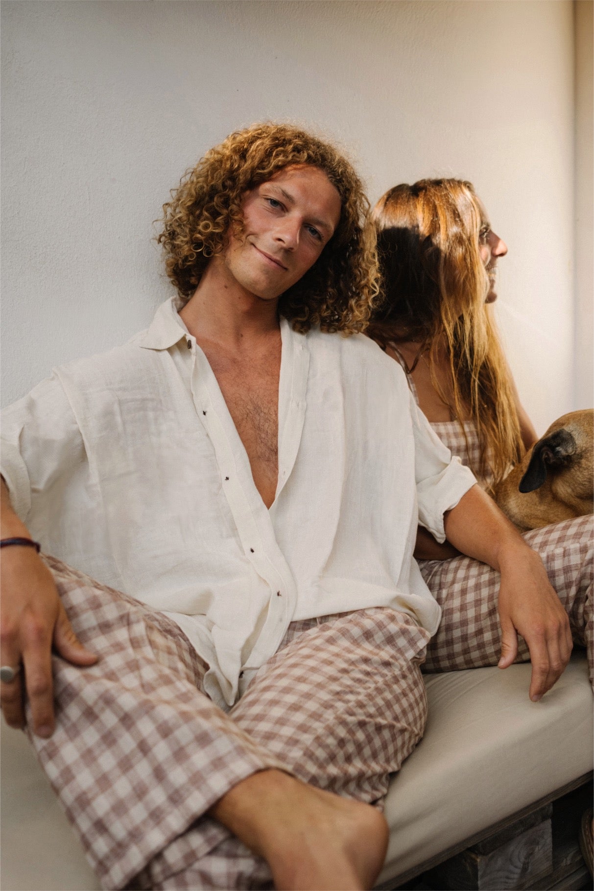 Linen Gingham Checked Pant