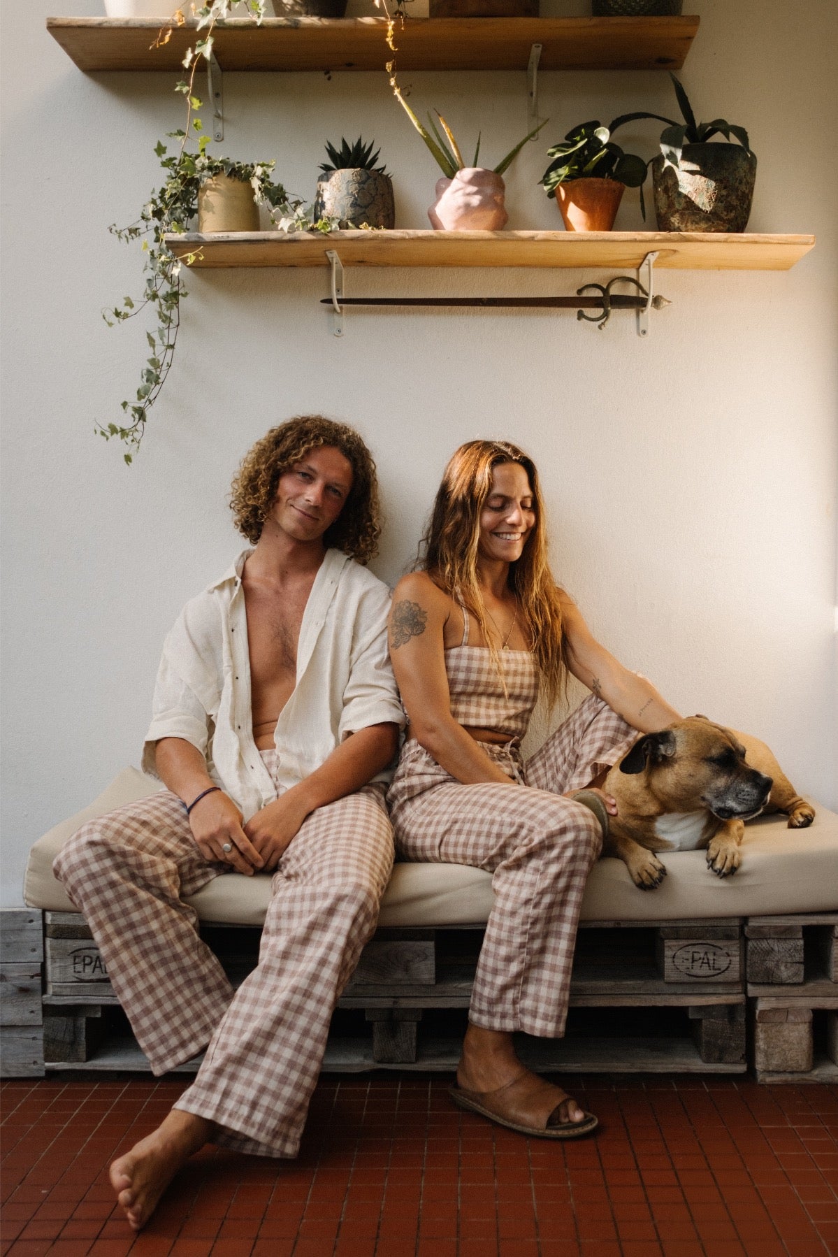 Linen Gingham Checked Pant