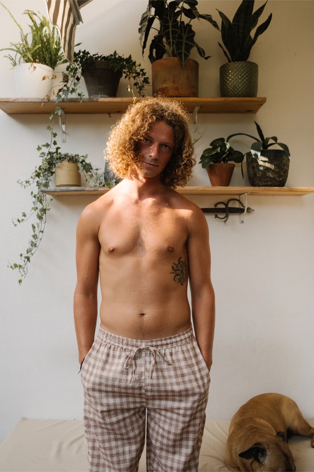 Linen Gingham Checked Pant