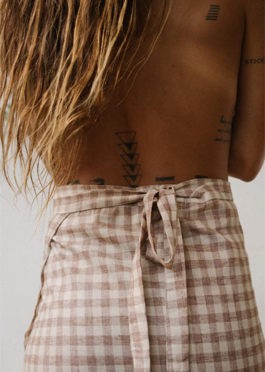 GINGHAM CHECK WRAP SKIRT image 1